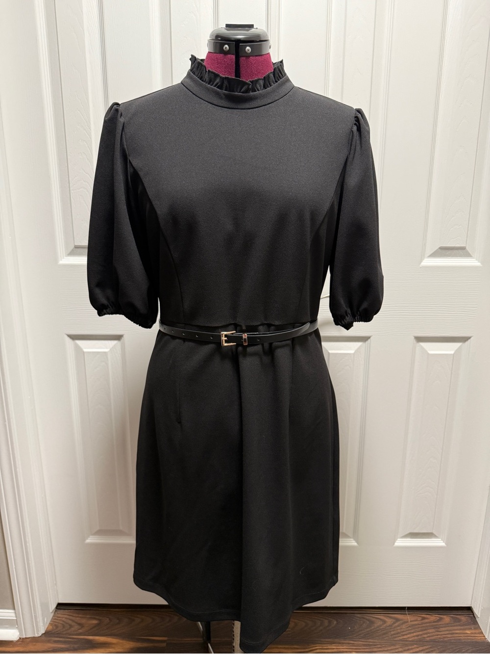 Nanette Lepore Black Ruffled-Neck Above Knee Dress